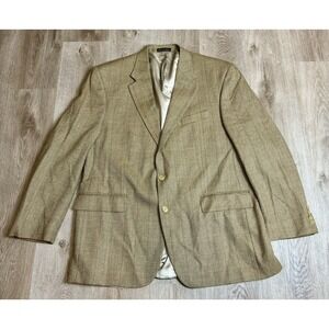 Lauren Ralph Lauren Mens Two Button Blazer Brown Windowpane Herringbone Size 46R